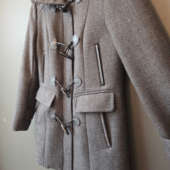 Cole Haan Womens Wool Blend Knit Coat Gray Size 4 Lined Toggle Chic Luxury Warm - Picture 5 of 15